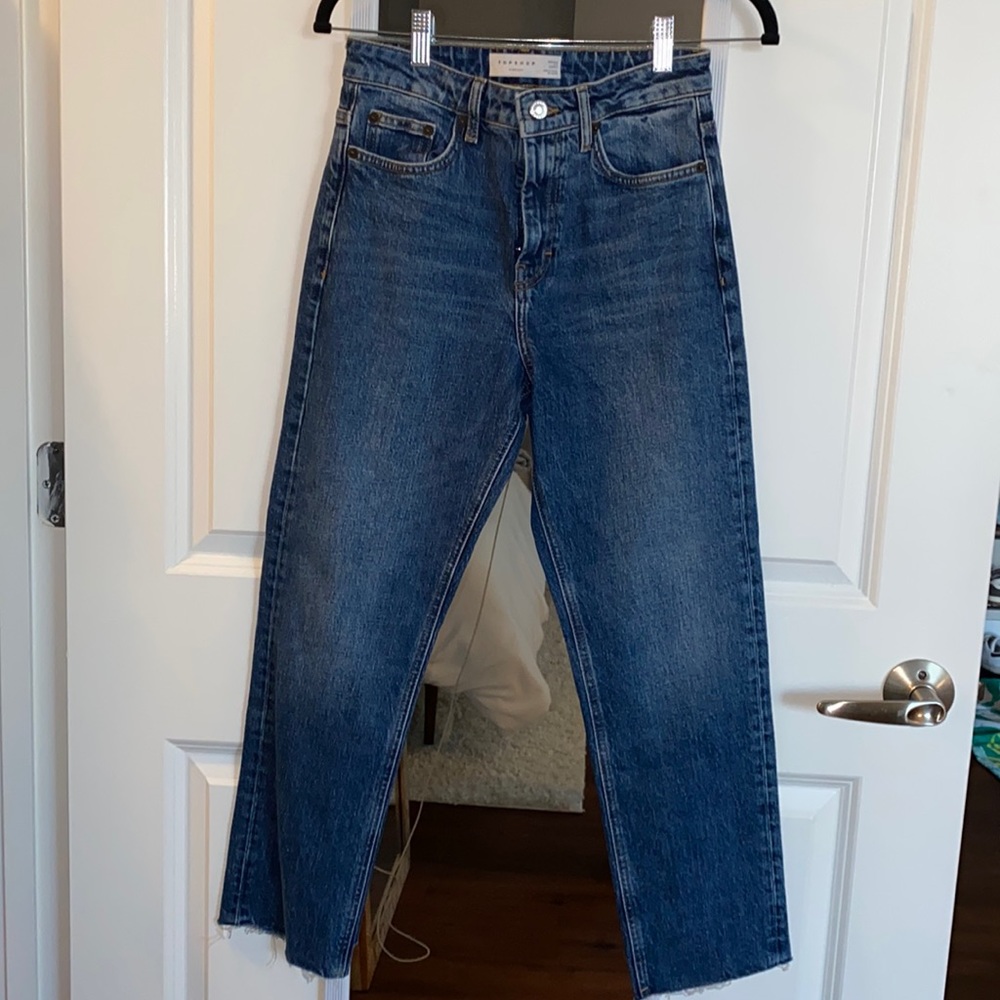 Topshop blue denim straight jeans size 26